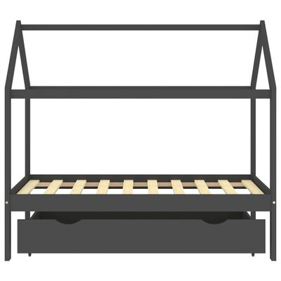 vidaXL Rám dětské postele se zásuvkou tmavě šedý borovice 80 x 160 cm