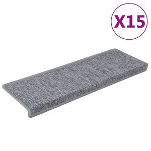 vidaXL Schodov&eacute; rohože 15 ks 65 x 21 x 4 cm světle &scaron;ed&eacute; s obd&eacute;ln&iacute;kov&yacute;m okrajem