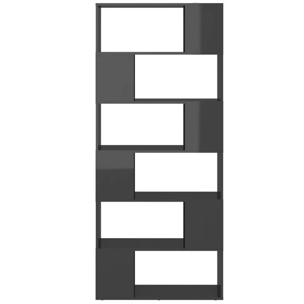 vidaXL Knihovna/dělic&iacute; stěna &scaron;ed&aacute; leskl&aacute; 80x24x186 cm kompozitn&iacute; dřevo