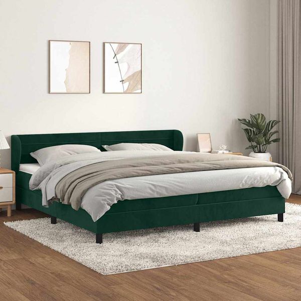 vidaXL Box spring postel s matrac&iacute; tmavě zelen&aacute; 200x200 cm samet