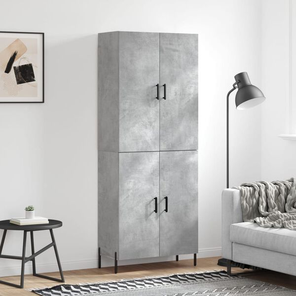vidaXL Skř&iacute;ň highboard betonově &scaron;ed&aacute; 69,5x34x180 cm kompozitn&iacute; dřevo
