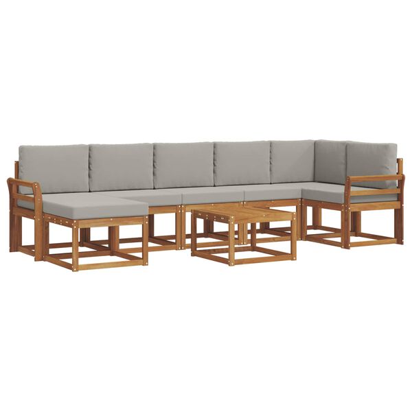 vidaXL Venkovn&iacute; pohovkov&aacute; souprava 8 pcs Př&iacute;rodn&iacute; a světle &scaron;ed&aacute;