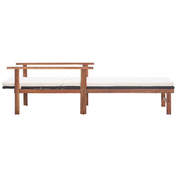 vidaXL Zahradní lehátko s poduškou polyratan a masivní akácie černé