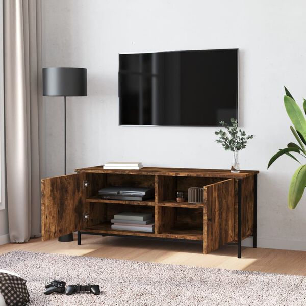 vidaXL TV skř&iacute;ňka s dv&iacute;řky kouřov&yacute; dub 102x35x45 cm kompozitn&iacute; dřevo