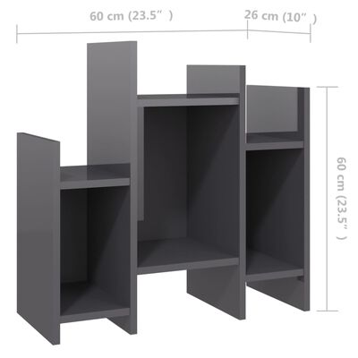 vidaXL Odkládací skříňka šedá s vysokým leskem 60x26x60 cm dřevotříska