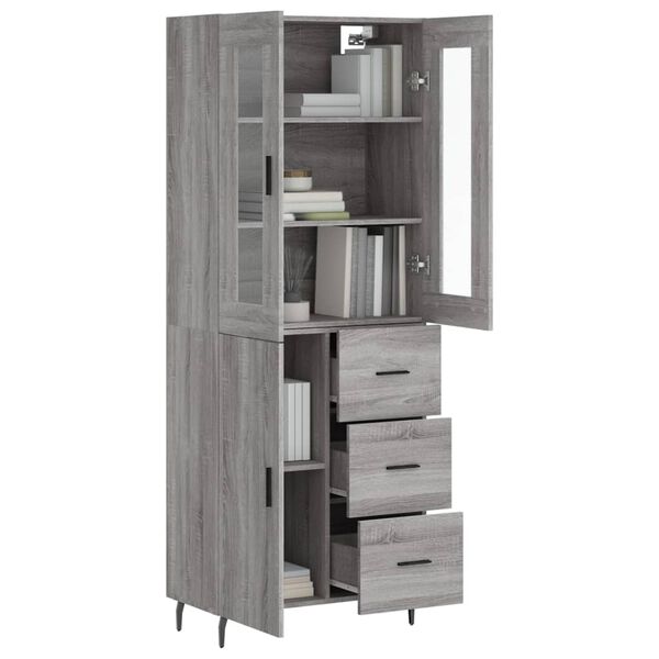 vidaXL Skř&iacute;ň highboard &scaron;ed&aacute; sonoma 69,5 x 34 x 180 cm kompozitn&iacute; dřevo