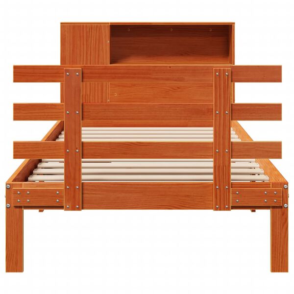 vidaXL Postel s knihovnou bez matrace hnědá 75x190 cm masivní borovice