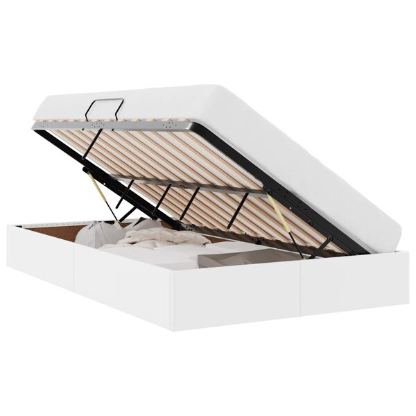 vidaXL Postel s &uacute;ložn&yacute;m prostorem &Uacute;plně b&iacute;l&aacute; 120 x 200 cm Uměl&aacute; kůže