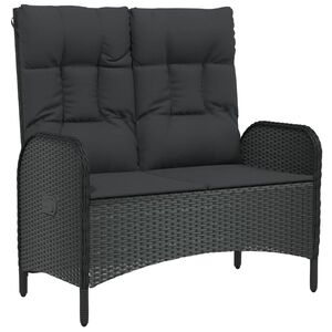 vidaXL Polohovac&iacute; zahradn&iacute; lavice s podu&scaron;kami 107 cm polyratan čern&aacute;