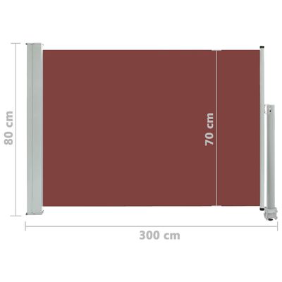 vidaXL Zatahovací boční markýza / zástěna na terasu 80 x 300 cm hnědá
