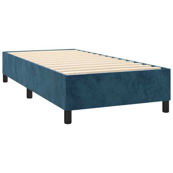 vidaXL Box spring postel s matrac&iacute; tmavě modr&aacute; 90x190 cm samet