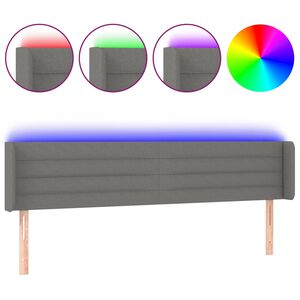 vidaXL Čelo postele s LED tmavě &scaron;ed&eacute; 163 x 16 x 78/88 cm textil