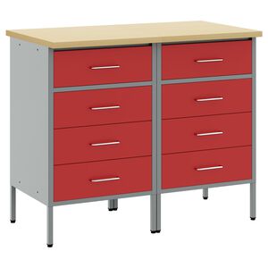 vidaXL Pracovn&iacute; skř&iacute;ň se z&aacute;suvkou 2 ks Červen&aacute; a &scaron;ed&aacute; 100 x 55 x 85 cm