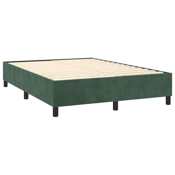 vidaXL Box spring postel s matrac&iacute; tmavě zelen&aacute; 140x190 cm samet