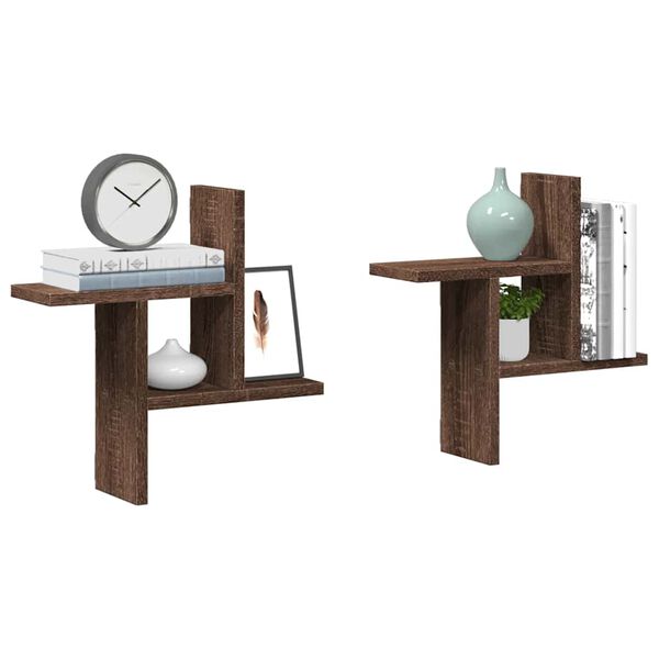 vidaXL N&aacute;stěnn&eacute; police 2 ks hněd&yacute; dub 38 x 12 x 38 cm kompozitn&iacute; dřevo
