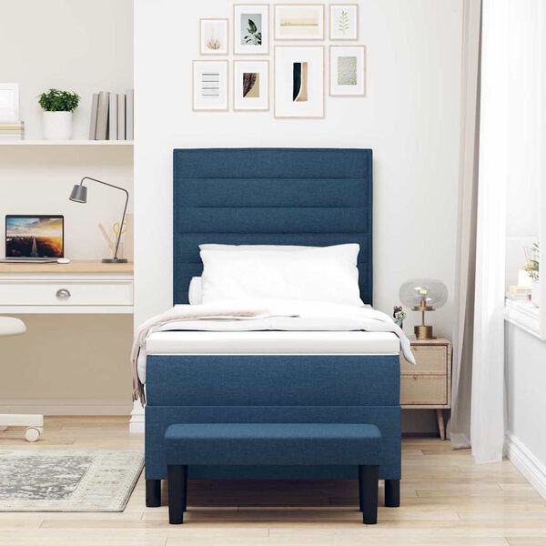 vidaXL Postel s boxspringem s matrac&iacute; s čelo Modr&aacute; 100 x 200 cm textil