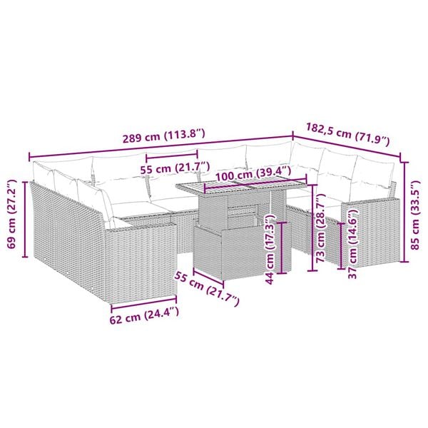vidaXL 10d&iacute;ln&aacute; zahradn&iacute; sedac&iacute; souprava s podu&scaron;kami b&eacute;žov&aacute; polyratan