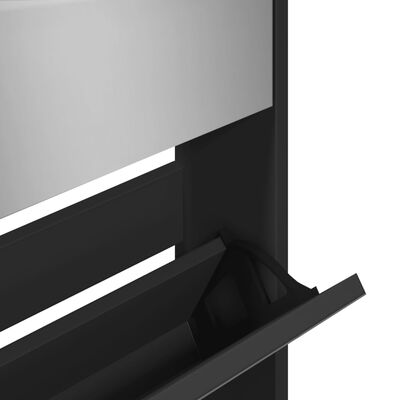 vidaXL Botník se zrcadlem 5patrový černý 63 x 17 x 169,5 cm