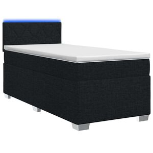 vidaXL Box spring postel s matrac&iacute; a LED Čern&aacute; 80 x 200 cm Textil