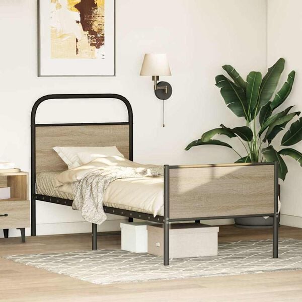 vidaXL R&aacute;m postele bez matrace 75x190 cm dub sonoma kompozitn&iacute; dřevo