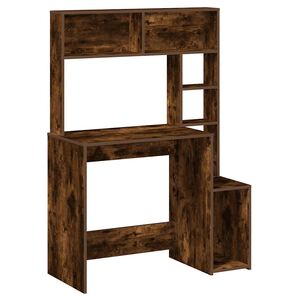 vidaXL Psac&iacute; stůl s policemi kouřov&yacute; dub 100x45x140 cm kompozit