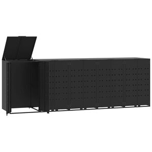 vidaXL Box na 5 popelnic čern&yacute; 345 x 79 x 117 cm ocel