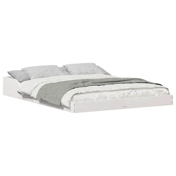 vidaXL Rám postele Bílá 140 x 190 cm Masivní borové dřevo