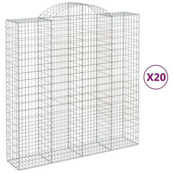 vidaXL Klenut&eacute; gabionov&eacute; ko&scaron;e 20ks 200x50x200/220cm pozinkovan&eacute; železo
