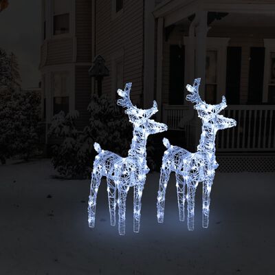 vidaXL Vánoční sobi 2 ks 80 studených bílých LED diod akryl