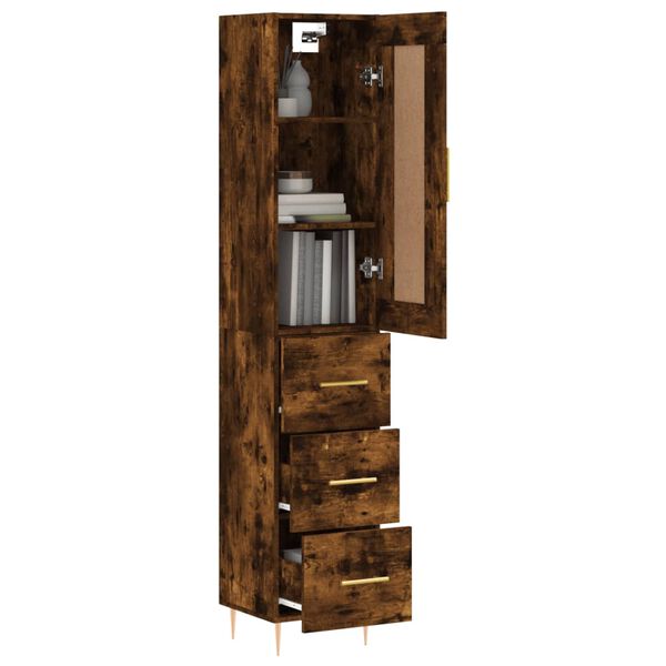vidaXL Skř&iacute;ň highboard kouřov&yacute; dub 34,5 x 34 x 180 cm kompozitn&iacute; dřevo