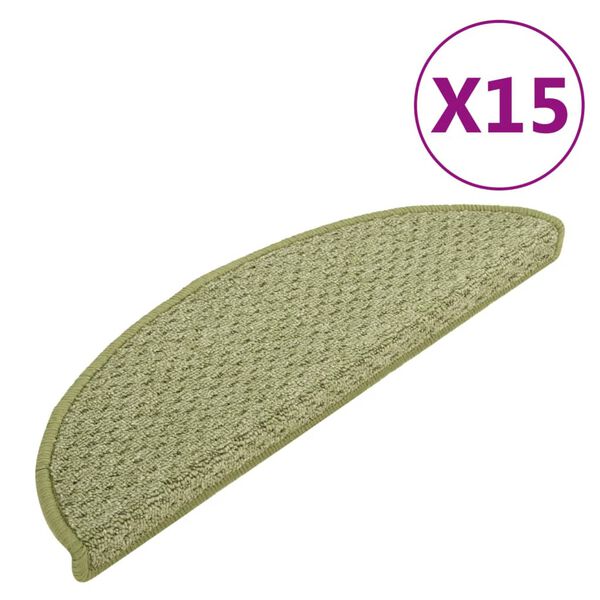 vidaXL Kobercov&eacute; n&aacute;&scaron;lapy na schody 15 ks zelen&eacute; 65x21x4 cm