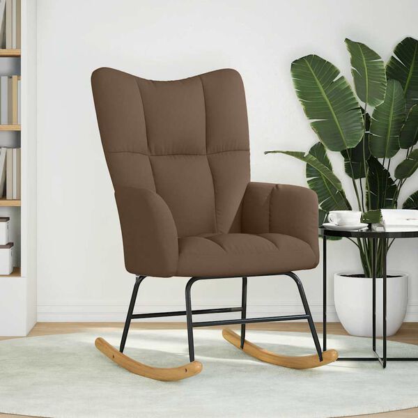 vidaXL Houpací křeslo hnědé textil