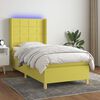 vidaXL Box spring postel s matrac&iacute; a LED zelen&aacute; 80 x 200 cm textil