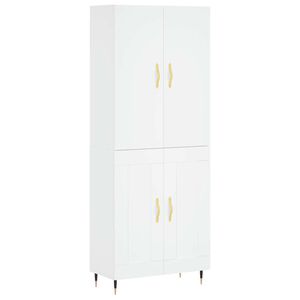 vidaXL Skř&iacute;ň highboard b&iacute;l&aacute; 69,5 x 34 x 180 cm kompozitn&iacute; dřevo