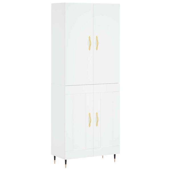 vidaXL Skř&iacute;ň highboard b&iacute;l&aacute; 69,5 x 34 x 180 cm kompozitn&iacute; dřevo