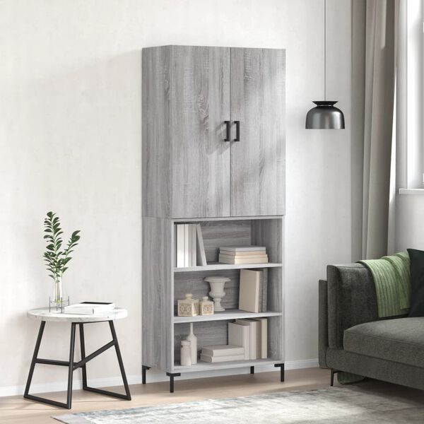 vidaXL Skř&iacute;ň highboard &scaron;ed&aacute; sonoma 69,5 x 34 x 180 cm kompozitn&iacute; dřevo