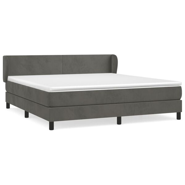vidaXL Box spring postel s matrac&iacute; tmavě &scaron;ed&aacute; 160x200 cm samet