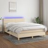 vidaXL Box spring postel s matrac&iacute; a LED kr&eacute;mov&aacute; 140x190 cm textil