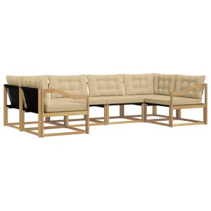 vidaXL Venkovn&iacute; pohovkov&aacute; souprava s pol&scaron;t&aacute;řem 6 pcs B&iacute;l&aacute; a b&eacute;žov&aacute;