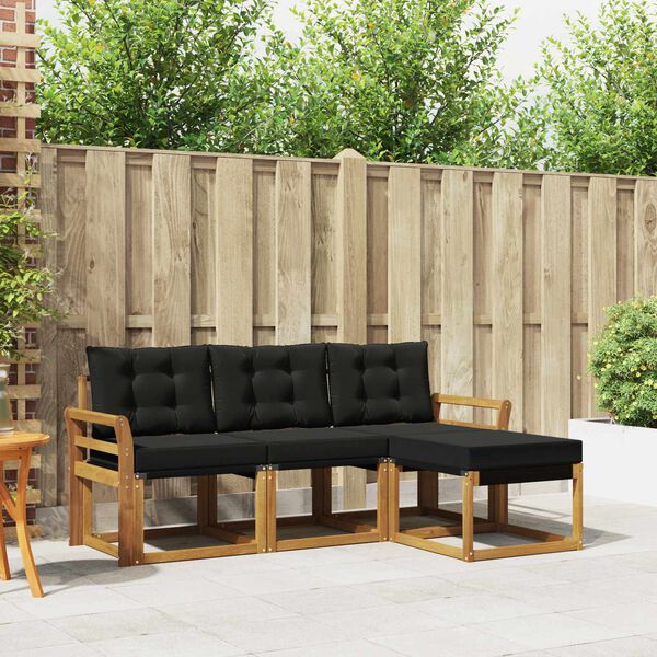 vidaXL Venkovn&iacute; pohovkov&aacute; souprava s pol&scaron;t&aacute;řem 4 pcs Přirozen&aacute; a čern&aacute;