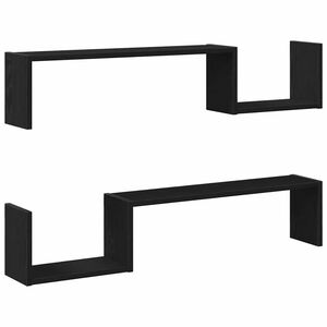 vidaXL N&aacute;stěnn&aacute; polička s polic&iacute; 2 pcs Čern&yacute; dub 100 x 15 x 20 cm