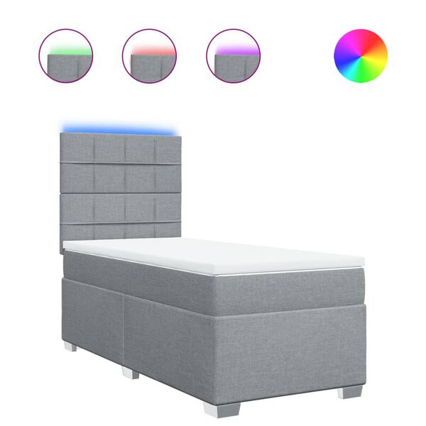 vidaXL Box spring postel s matrac&iacute; světle &scaron;ed&yacute; 100 x 200 cm textil