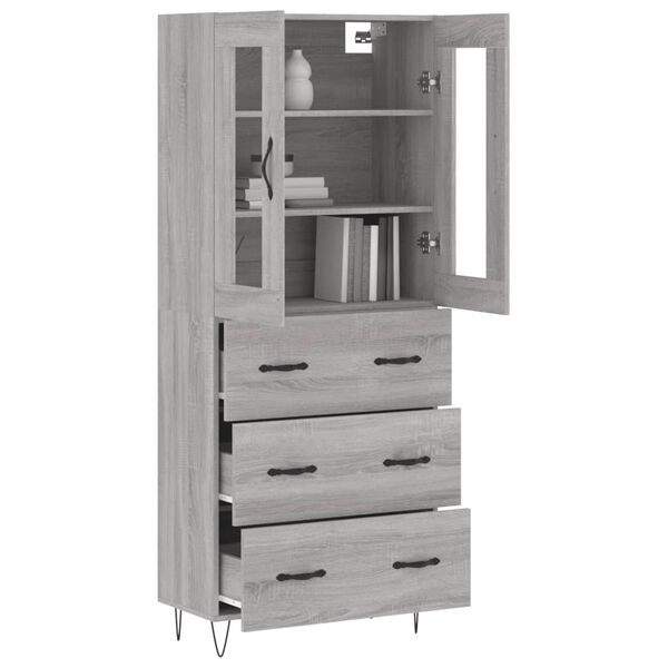 vidaXL Skříň highboard šedá sonoma 69,5 x 34 x 180 cm kompozitní dřevo