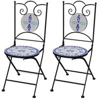 vidaXL Skládací bistro židle 2 ks keramické modré a bílé