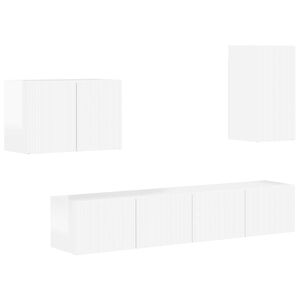 vidaXL Sada televizn&iacute;ho n&aacute;stěnn&eacute;ho kabinetu 4 pcs Vysoce leskl&aacute; b&iacute;l&aacute;