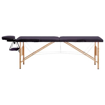 vidaXL Skládací masážní stůl 2 zóny dřevěný fialový