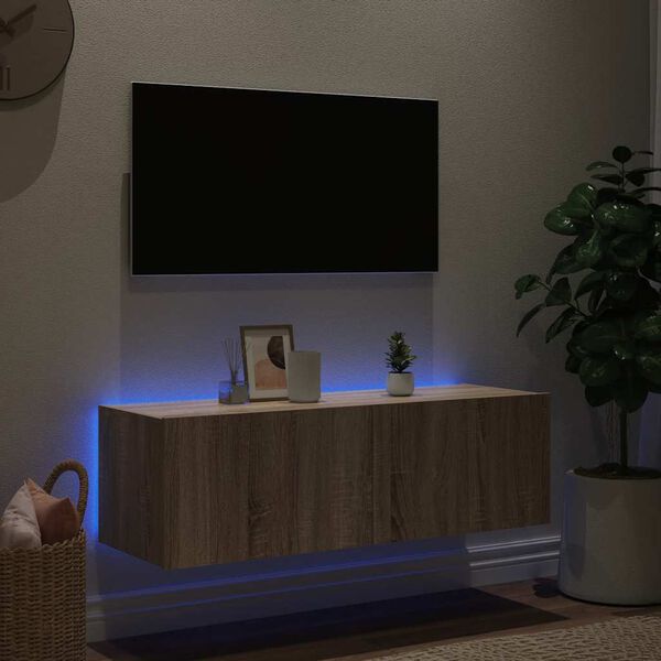 vidaXL N&aacute;stěnn&aacute; TV skř&iacute;ňka s LED osvětlen&iacute;m dub sonoma 100x35x31 cm
