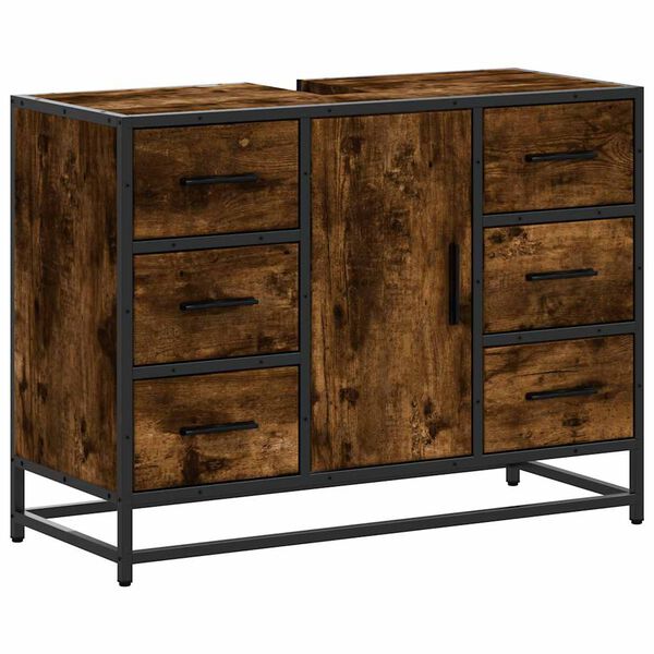 vidaXL Koupelnov&aacute; skř&iacute;ňka pod umyvadlo kouřov&yacute; dub 80x33x60cm kompozit