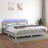 vidaXL Box spring postel s matrac&iacute; a LED světle &scaron;ed&aacute; 200x200 cm textil