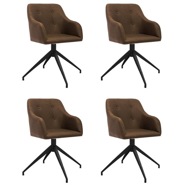 vidaXL Otočn&eacute; j&iacute;deln&iacute; židle 4 ks hněd&eacute; textil